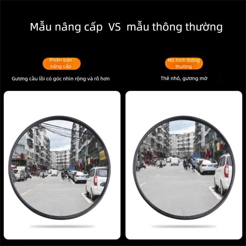 Gương xe máy nâng cấp, có thể xoay 360 độ, Bề mặt gương lồi độ phân giải cao, Gương có thể lắp đặt theo ý muốn trên xe máy, xe điện, xe đạp
