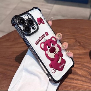 Ốp Họa Tiết Gấu Dâu Cho Iphone 12 12pro 12 Pro Max 13 13 Pro 13 Pro Max 14 14 Pro 14plus 14 Pro Max Ốp Điện Thoại Mềm Chống Rơi Vỏ Bảo Vệ