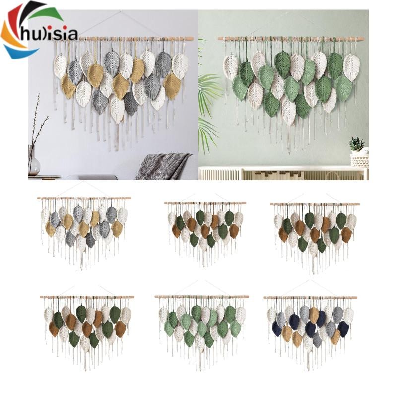 chulisia Nghệ thuật treo Macrame có tua rua lá, phông nền dây Cotton cho vườn ươm và căn hộ