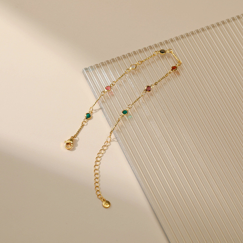 Vòng chânadjustable dây chuyền với zircon nhiều màu, phù hợp xu hướng thời trang hiện đại