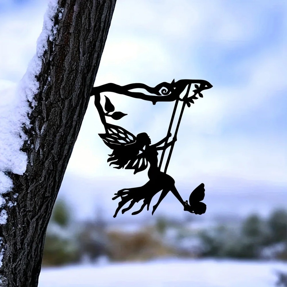 Swing Elf Metal Wall Art Decor cho sân vườn tại nhà Tượng ngoài trời
