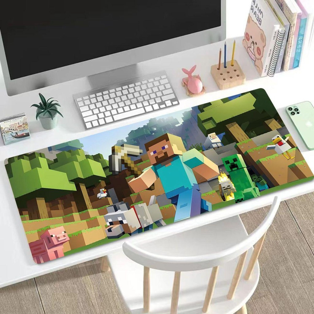 Miếng lót chuột Pixel lấy cảm hứng từ Minecraft - Thảm để bàn 90x40cm, Chống trượt 3mm để chơi game