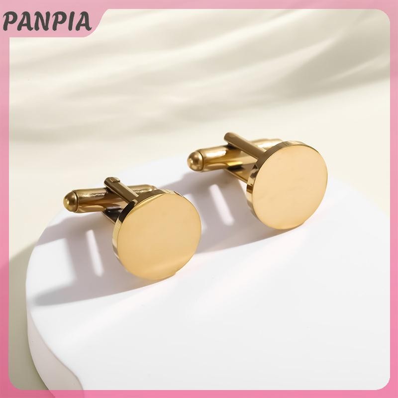 PANPIA-Round Thép không gỉ 15mm Khuy măng sét nam đánh bóng gương