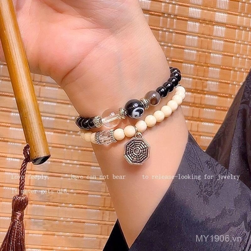 Bán Chạy - Vòng Tay Đôi Thiết Kế Retro Cao Cấp với Motif Tai Chi