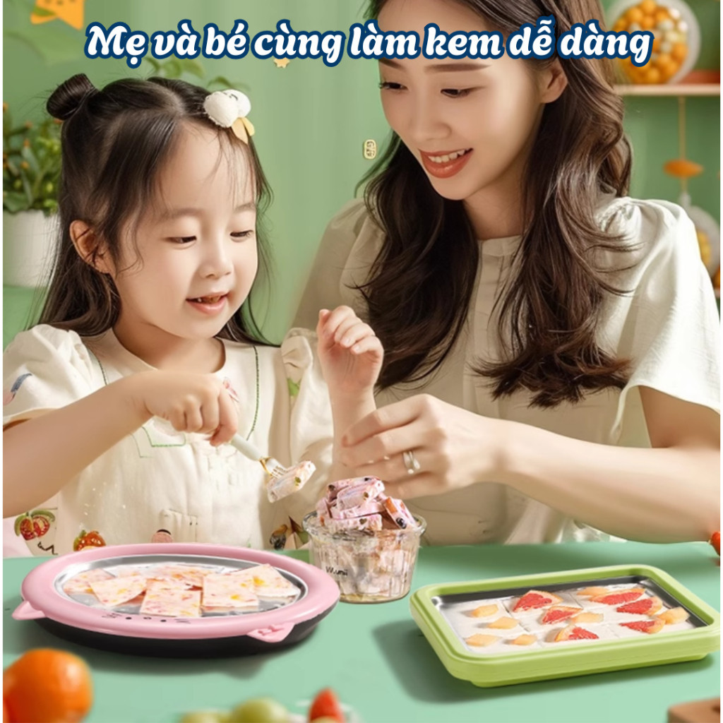 Máy Làm Kem Cuộn Mini Cho Bé Tại Nhà Không Dùng Điện Inox 304 An Toàn Làm Kem Trong 2 Phút