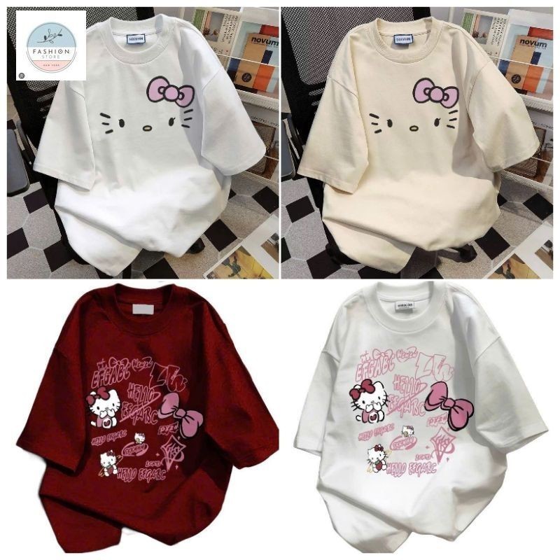 Tổng hợp các mẫu Áo Phông Form Rộng Tay Lỡ Chất Cotton Hình Mèo  KÍT TI-QUẦN ÁO 94