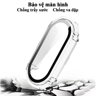 Ốp bảo vệ Xiaomi Mi Band 3 4 5 6 7 8 9 10 vỏ liền khối kèm kính cường lực cảm ứng nhạy chống trầy