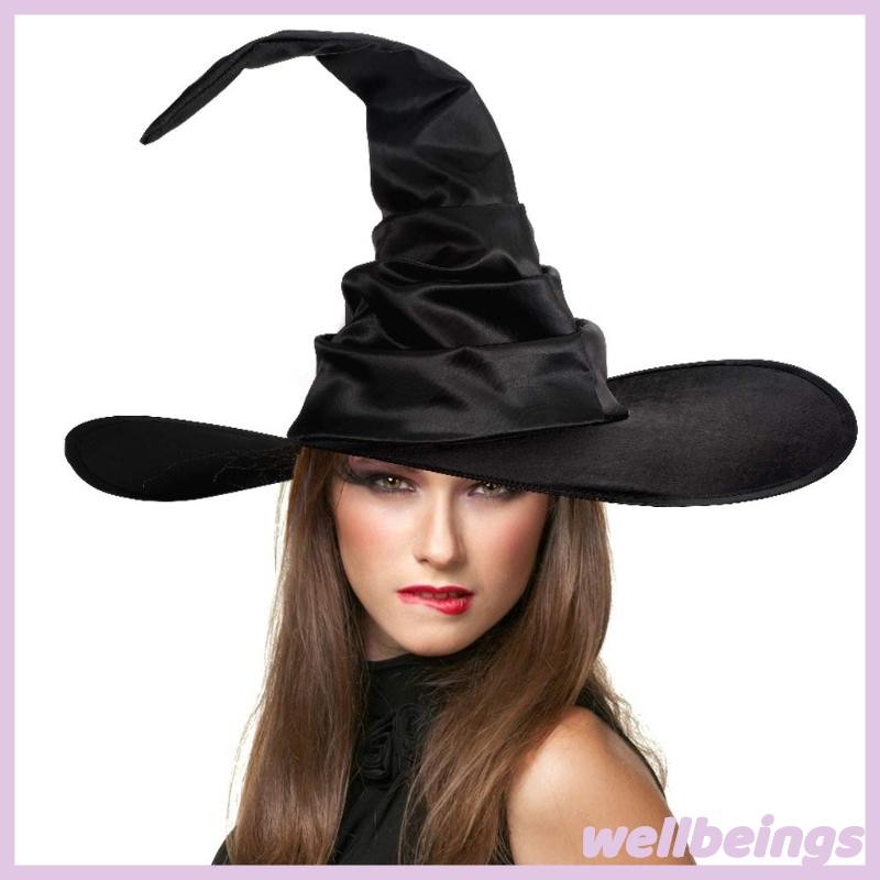 Fashion Black Folds Wizard Hat Halloween Witch Hat Angled Witch Hat Cosplay