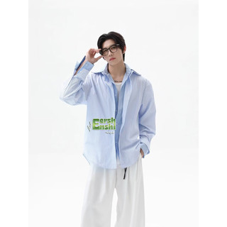 Áo sơ mi unisex phong cách Hàn Quốc mới nhất với thiết kế hai sọc giả và dạng dài tay đa năng