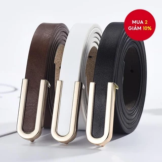 Thắt lưng da mỏng hợp thời trang mới dành cho nữ Khóa vàng cho váy, áo Blazer & phong cách tối giản