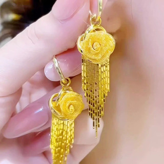 Bông tai dangling tua rua hoa hồng sang trọng, tạo vẻ đẹp thu hút