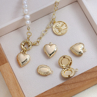Mạ Đồng Thật Màu Vàng Bảo Quản Mini Pháp Khung Ảnh Mặt Dây Chuyền DIY Handmade Trang Sức Tay Vòng Cổ Mặt Dây Chuyền Bông Tai Phụ Kiện