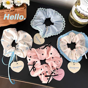 THI 1 Dây Bé Gái Nơ Dây Buộc Tóc Ren Lớn Intese Tóc Nữ Scrunchies Phong Cách Hàn Quốc Mũ Tóc VN