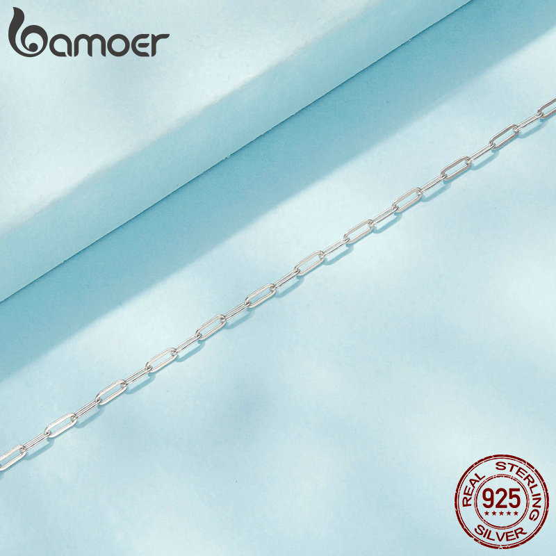 Vòng tay bạc Bamoer 925 Sterling Món quà trang sức vuông đơn giản dành cho nữ