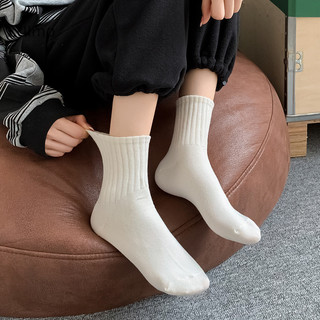 Luimo 1 Đôi Tất Ngắn Màu Trơn Cho Nữ Mùa Thu Cotton Thoáng Khí Mềm Giữa Ống Tất Thể Thao Thông Thường Bé Gái Mỏng Tươi Tất SBS