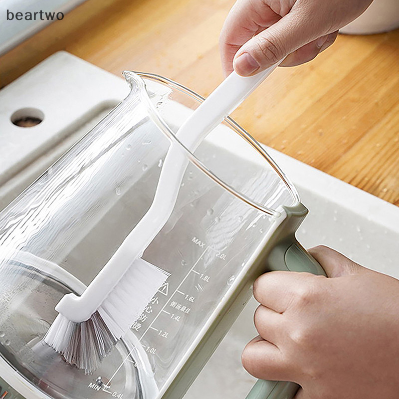 < Beartwo > 1 Bàn Chải Vệ Sinh Tay Cầm Dài Bình Sữa Thủy Tinh Ống Vệ Sinh Bàn Chải Nhựa Làm Sạch Đĩa Dụng Cụ Nhà Bếp Gia Đình Đẹp