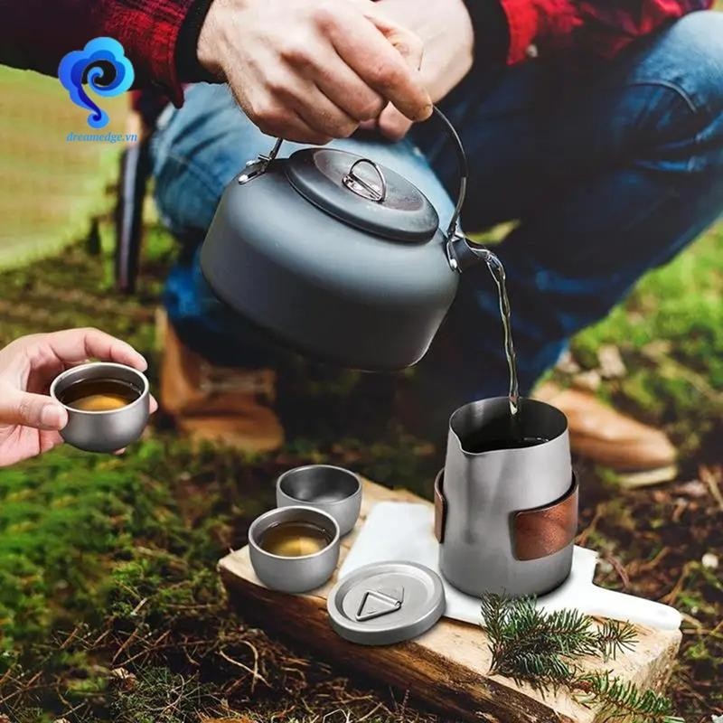 Bộ trà Trung Quốc di động hai lớp, gồm ấm và 3 cốc, kèm hộp bảo quản