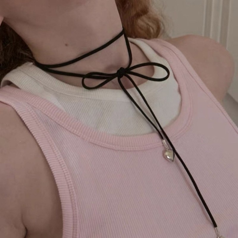 Dây chuyền nơ bướm tinh tế, điều chỉnh được, chất liệu da, trang sức quyến rũ cho xương đòn