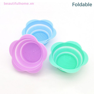 [Beautifulhome] Dụng cụ làm sạch cọ trang điểm bằng silicon Bát làm sạch phồng gấp Bàn chải phấn mắt Làm sạch thảm mềm Dụng cụ làm đẹp Hộp chà sàn [làm đẹp]