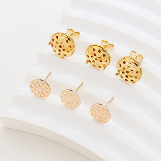 Vàng Thật Mạ Màu Bảo Quản Vàng 18k Bông Tai Phẳng DIY Handmade Trang Sức Miếng Dán Bông Tai Phụ Kiện Vật Liệu