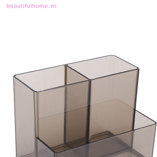 [Beautifulhome] Hộp trang điểm ba lưới trong suốt Bàn chải trang điểm Xô đựng mỹ phẩm Dụng cụ sắp xếp bàn học sinh [làm đẹp]