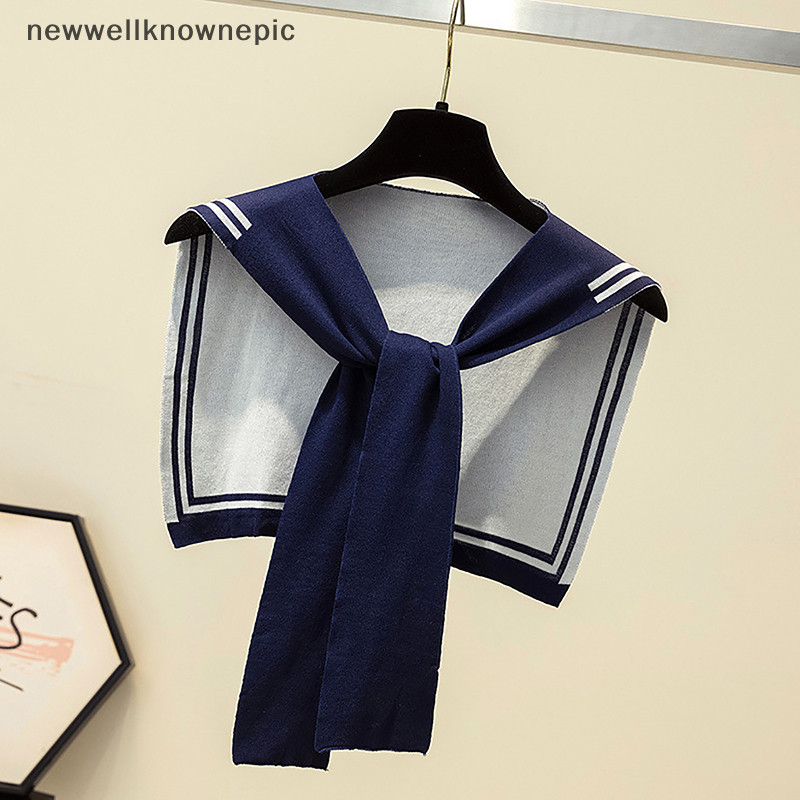 Newwellknownepic Đại Học Hàn Quốc Sọc Hải Quân Len Đan Vai Mũi Thắt Nút Ấm Khăn Choàng Mùa Hè Điều Hòa Phòng Bảo Vệ Cổ Khăn Cho Nữ VN