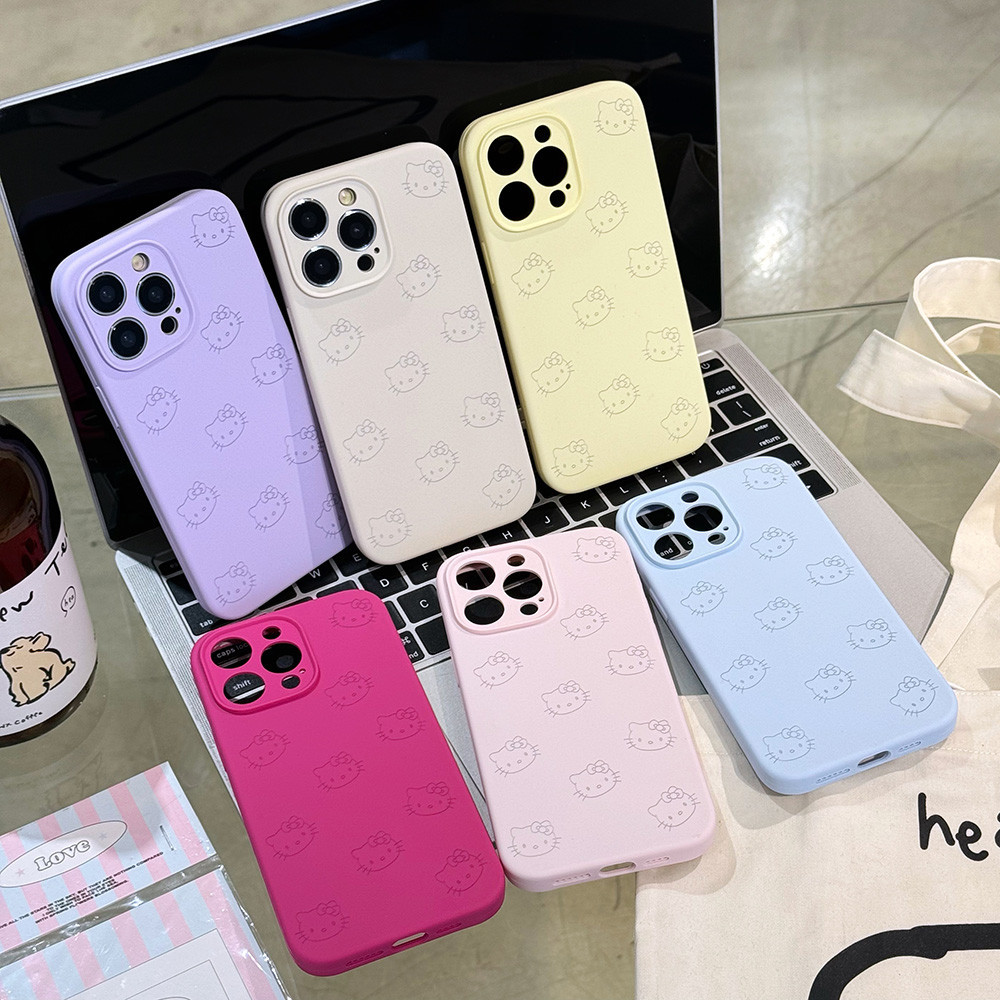Ốp điện thoại silicon lỏng toàn màn hình Cat Avatar cho iPhone 15ProMax 15 Pro 15 14 13 12ProMax 11 Bảo hiểm toàn diện Vỏ Acrylic bảo vệ chống sốc