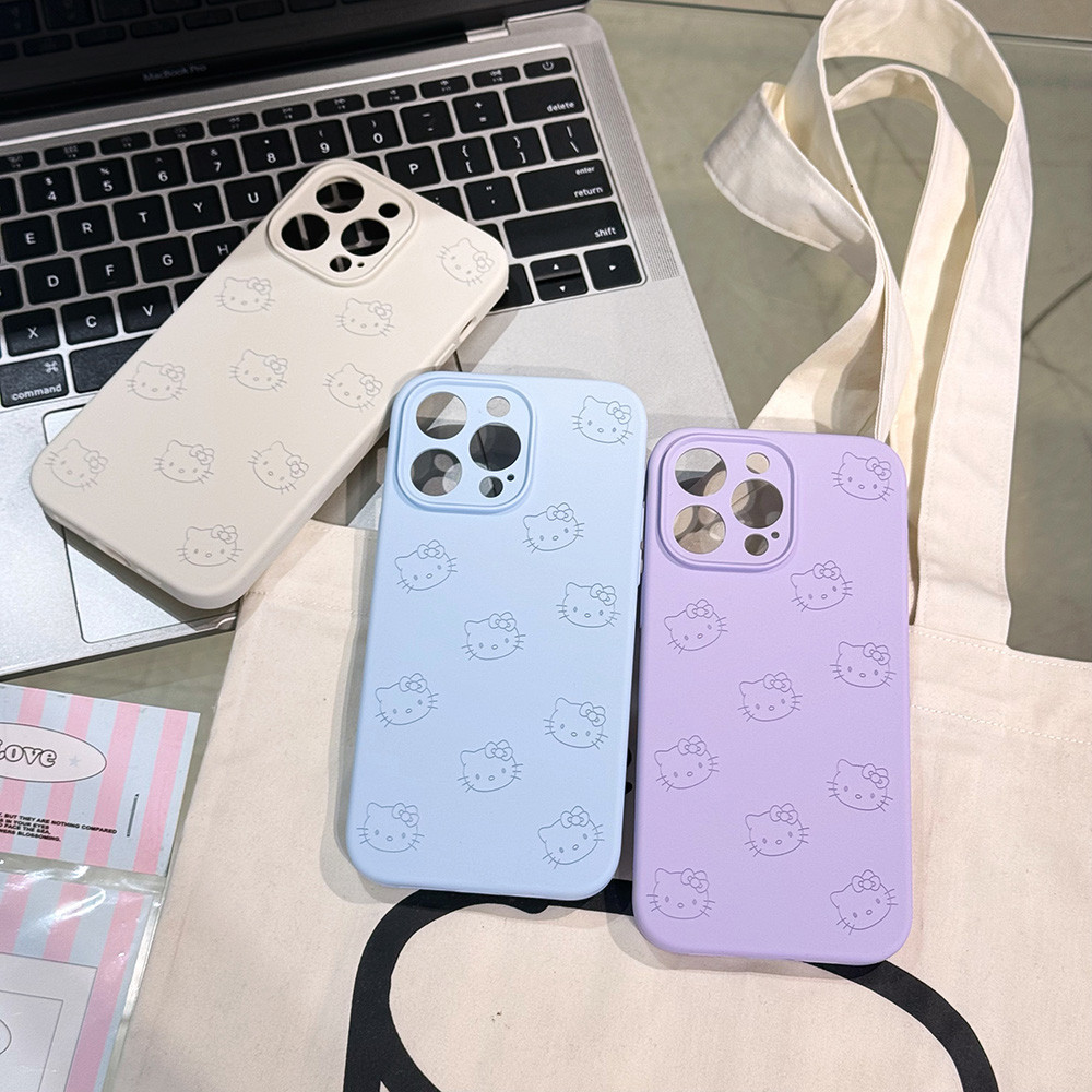 Ốp điện thoại silicon lỏng toàn màn hình Cat Avatar cho iPhone 15ProMax 15 Pro 15 14 13 12ProMax 11 Bảo hiểm toàn diện Vỏ Acrylic bảo vệ chống sốc