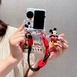 Ốp điện thoại gấp cho Oppo Find N2 N3 Flip Funny Mickey Doll Rope Vỏ điện thoại TPU cứng