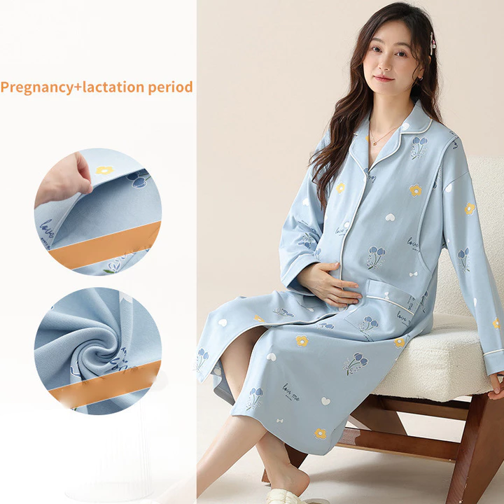 Váy giam Xuân Thu Hellobaby dành cho bà bầu, bà bầu sau sinh, váy cho con bú Váy bà bầu mỏng cho bà mẹ mang thai mùa hè