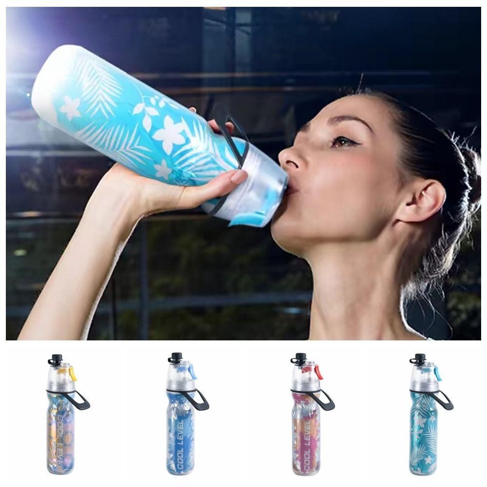 Bình nước phun FUHUIOT, Cốc phun nước uống PE, Máy làm mát hai lớp Di động có thể tái sử dụng chống rò rỉ thể thao Cốc nước du lịch