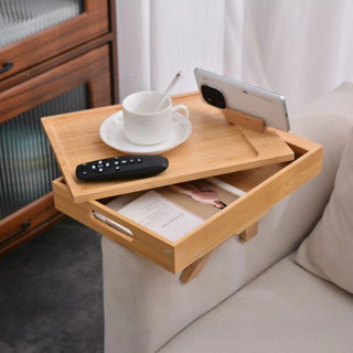 Trang Trí Nhà Cửa Sofa Tay Khay Hai Lớp Có Hộp Bảo Quản Có Thể Điều Chỉnh Chiều Rộng Sofa Tay Khay Bàn Với Đường Sắt Trượt