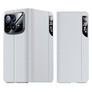 Ốp điện thoại da Window View cho Xiaomi Mix Fold 4 Smart Sleep Awake Flip Cover