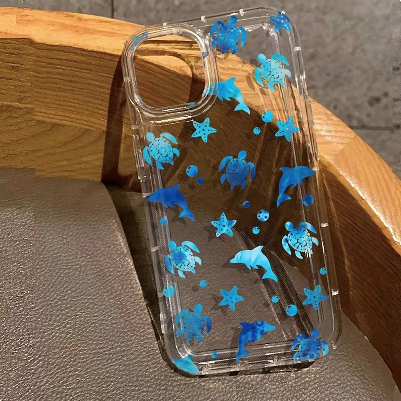 Dành Cho Samsung A54 A35 A15 A55 A53 A52 A32 A13 A34 A51 4G 5G S25 S23 FE S24 S23 Ultra S22 S21 Plus FE Mùa Hè Đại Dương Rùa Cá Heo In Trong Suốt Mềm Chống Sốc Silicon