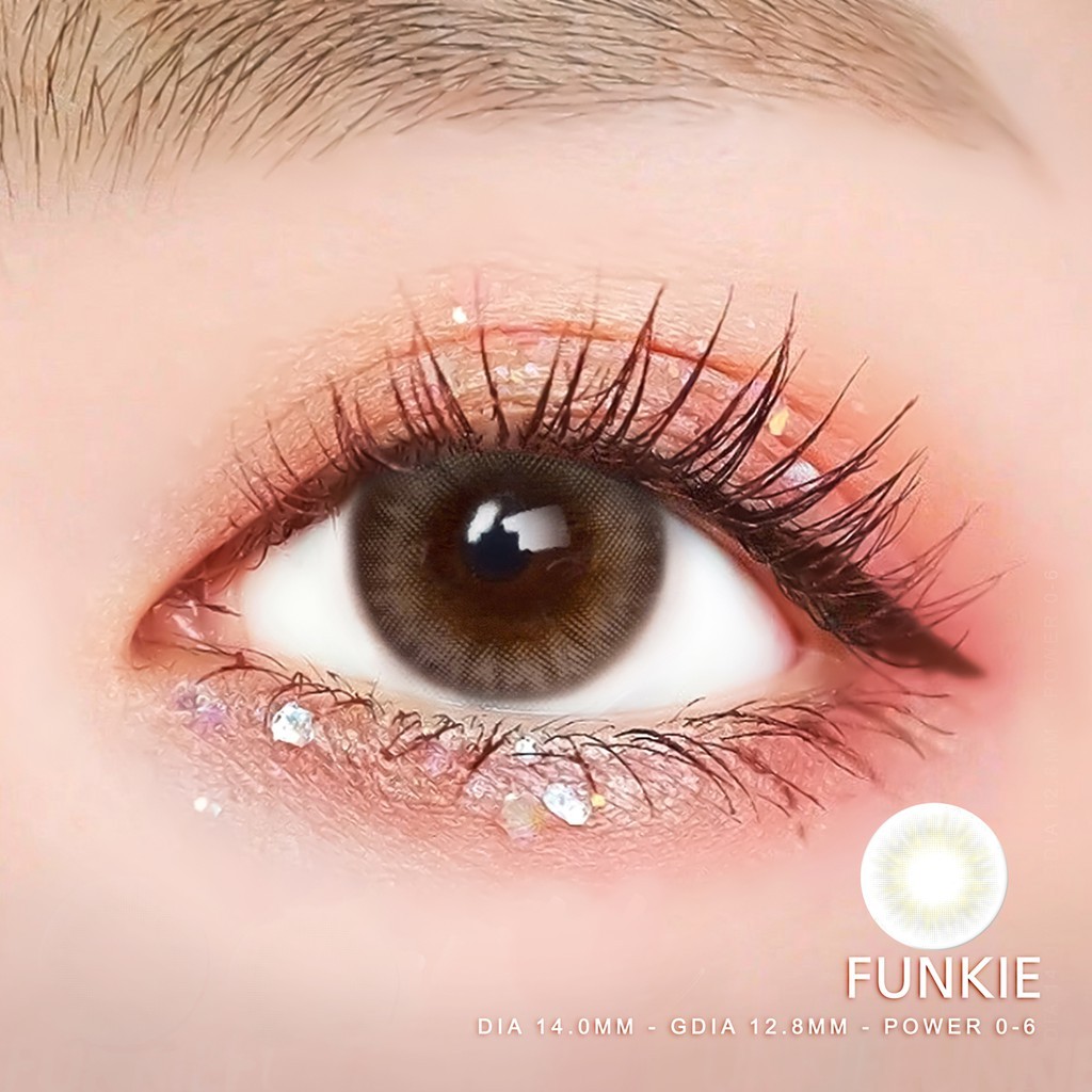Lens cận xám tây tự nhiên Funkie 💥HÀNG CAO CẤP💥 Kính áp tròng có độ 0-8, đường kính nhỏ 12.8 dễ đeo