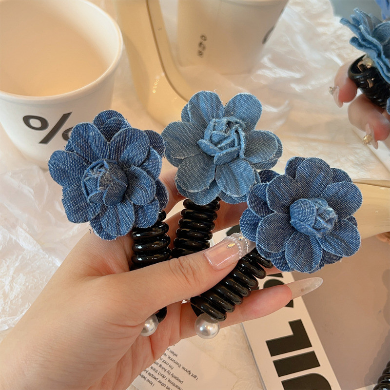 1 / 2 Dây buộc tóc thời trang, ngọt ngào, dễ thương - Dây điện thoại co giãn hoa cao bồi Scrunchie - Dây buộc tóc đuôi ngựa - Dây buộc tóc dây điện thoại đầy màu sắc dành cho nữ - Phụ kiện tóc
