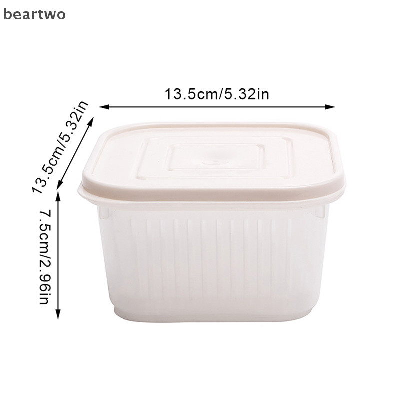< Beartwo > Giỏ thoát nước hai lớp Hành thịt Gừng trong suốt Dụng cụ sắp xếp tủ lạnh Thực phẩm Rau quả Hộp bảo quản tủ lạnh Đẹp