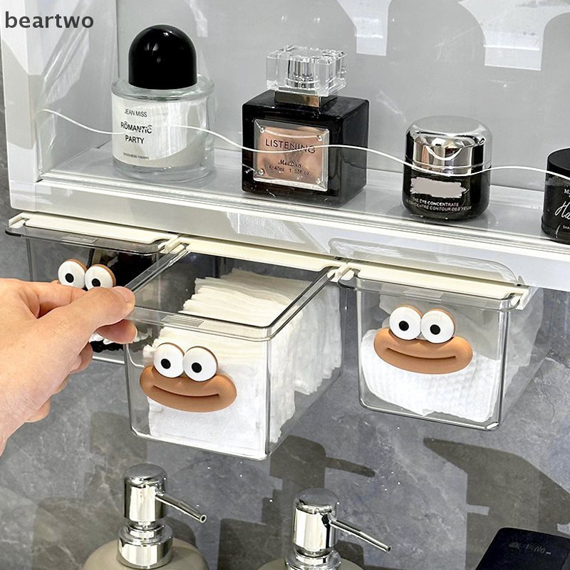 < Beartwo > Dưới Gương Tủ Ngăn Kéo Sắp Xếp Trong Suốt Đơn Giản Tủ Phòng Tắm Bông Hộp Đựng Mỹ Phẩm Kéo Ra Kệ Hộp Bảo Quản Đẹp
