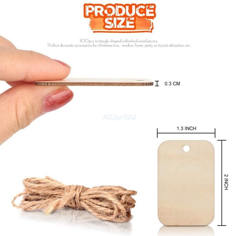 100 Chiếc Trống Vuông Miếng Gỗ Chưa Hoàn Thành Góc Tròn Bằng Gỗ Cắt Cho DIY Thủ Công Dự Án Khắc Trang Trí