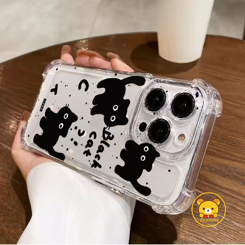 Ốp Điện Thoại Mèo Đen Dễ Thương Cho OPPO A91 A31 A9 A5 2020 A7 A5S A12 A3S A12E R17 A79 F11 Pro F7 A83 F5 F1S A57 A39 A37 Neo 9 Reno Vỏ Túi Khí Chống Sốc Mềm Bảo Vệ Toàn Diện
