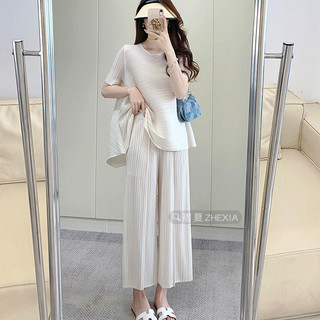 Miyake Xếp Ly Quần Nữ Mùa Hè 2024 Phong Cách Mới Rời Kích Thước Lớn Cao Eo Đến Mắt Cá Chân Thẳng Ống Rộng Quần Mỏng Phong Cách