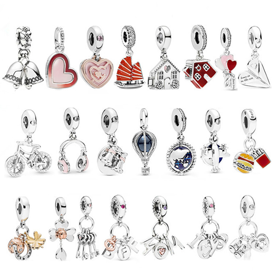 Dinglly Chữ Cái Charm Chìa Khóa Và Bọ Rùa Mặt Dây Chuyền Đính Hạt Phù Hợp Với Vòng Tay Phụ Kiện