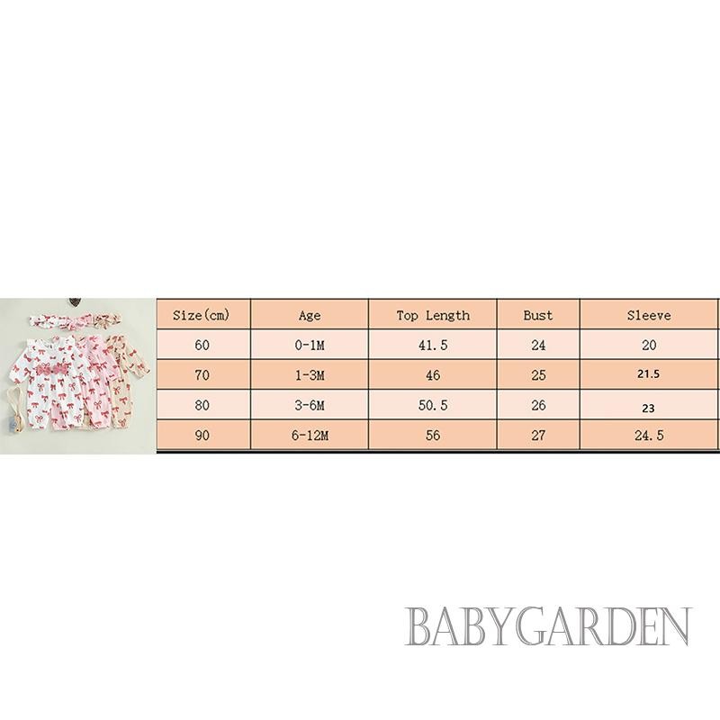 / / -Baby Girls Rompers Nơ In Hình Cổ Tròn Dài Tay Body Có Băng Đô Trẻ Sơ Sinh Quần Áo Mùa Thu