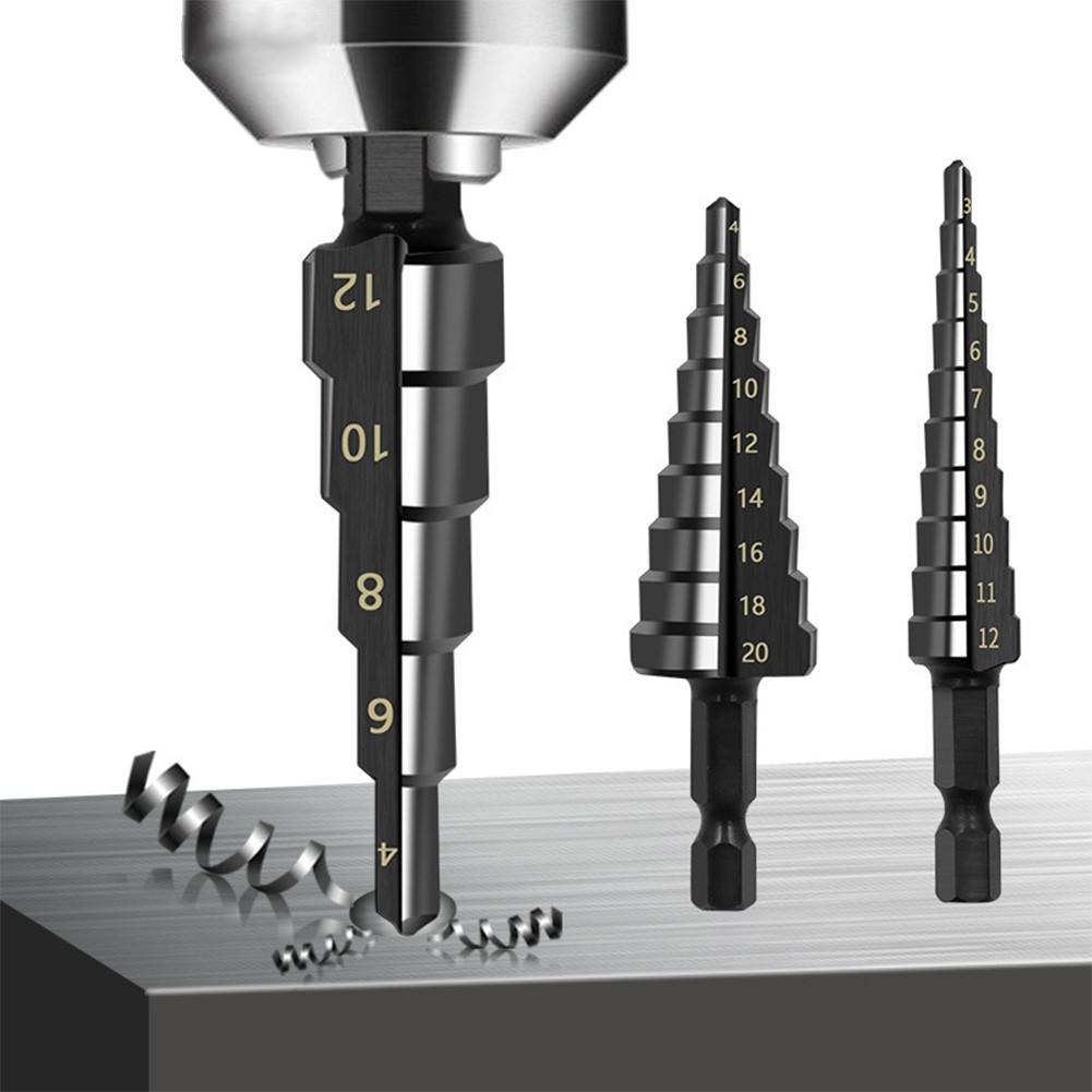 [Smellshi] Mũi khoan bước rãnh thẳng phủ nitơ 3-12mm 4-12mm 4-20mm Máy cắt lỗ
