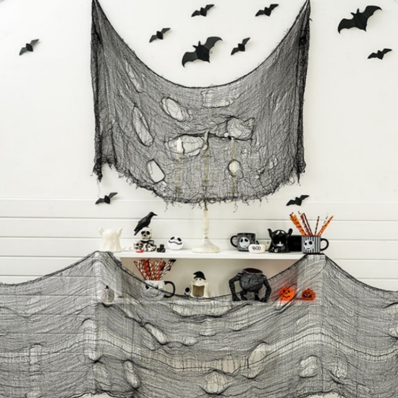 Mới Halloween Đen Gạc Kinh Dị Không Khí Trang Trí Tiệc Nhà Cửa Tường Khủng Bố Cảnh Đạo Cụ