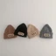 Mũ beanie CHEESELY, Mũ dệt kim màu trơn thêu chữ, Mũ beanie đôi ấm áp cho bé mùa đông