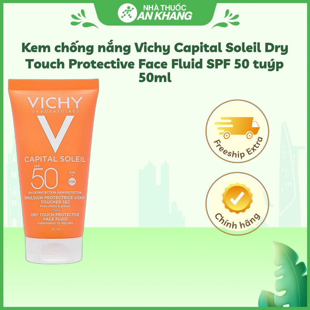 Kem chống nắng Vichy Capital Soleil Dry Touch Protective Face Fluid SPF 50 tuýp 50ml