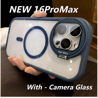 Kính máy ảnh sang trọng 16 Pro Max Giá đỡ ống kính Ốp điện thoại cho iPhone 15 14 16 Plus 13 12 11 Pro Max với từ tính phủ sóng toàn diện chống sốc Ốp lưng cứng acrylic trong suốt hấp thụ sốc