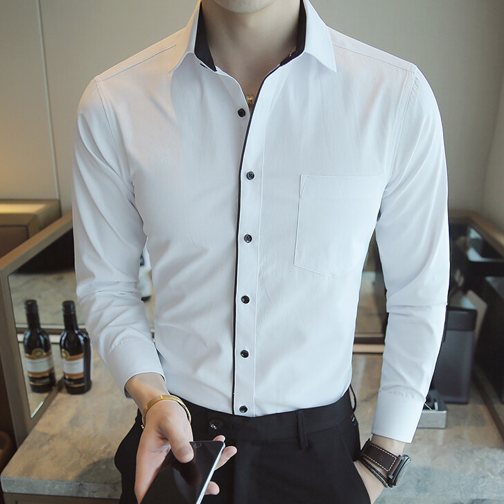 Mới Nam Công Sở Áo Sơ Mi Cotton Trang Trọng Áo Sơ Mi Bỏ Túi Văn Phòng Làm Việc Dài Tay Áo Sơ Mi Thường Ngày