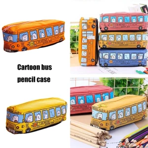 SA Dung Tích Lớn Túi Đựng Bút Hoạt Hình Xe Buýt Bút Có Dây Kéo Bút Túi Vải Bút Chì Túi Du Lịch Túi Trang Điểm Cho Trẻ Em Người Lớn